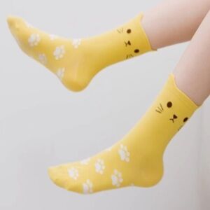 Five Pairs Of Cat Socks Set In Gift Tin Cotton Blend JEASONA